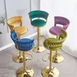 Elegant Velvet Bar Stool with Adjustable Base - 5
