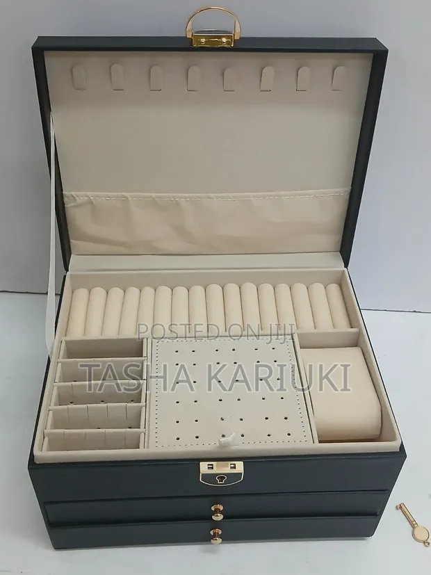 3-Layered Leather Jewelry Storage Box - 1