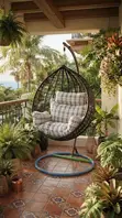 Leather Garden Hammock Hanging Chair - Brown - 2