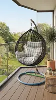 Leather Garden Hammock Hanging Chair - Brown - 3