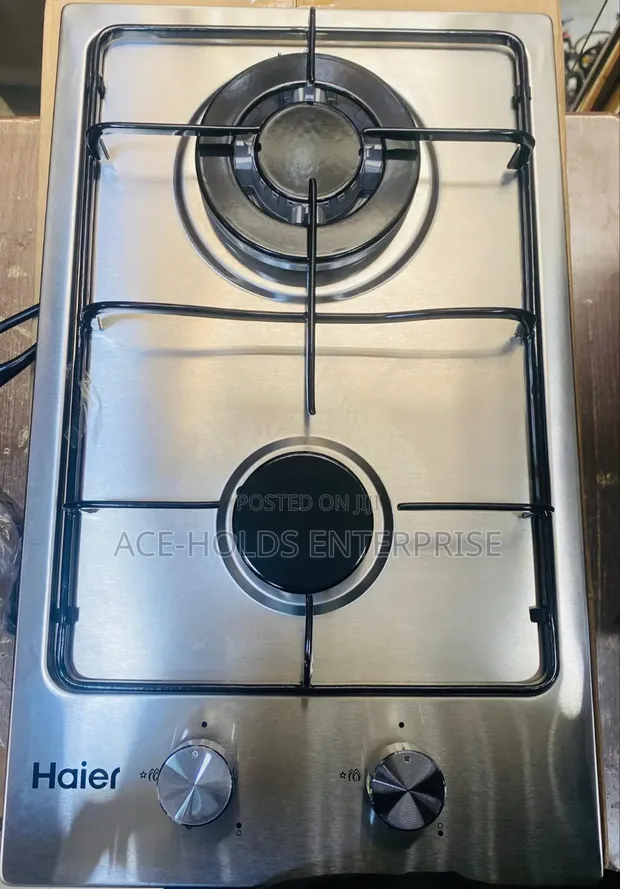 Haier 2-Burner Stainless Steel Hob with Gas Sensor & Wok Burner - 1