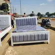 5x6 Channel Tufted Grey & White Bed Frame - 1