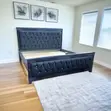 5x6 Grey Diamond Tufted Bed with Crystal Studs - 1