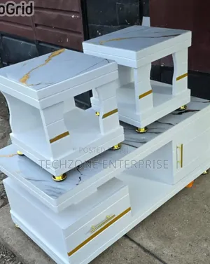 Modern Coffee Table with 2 Stools - White