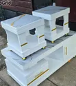 Modern Coffee Table with 2 Stools - White - 2