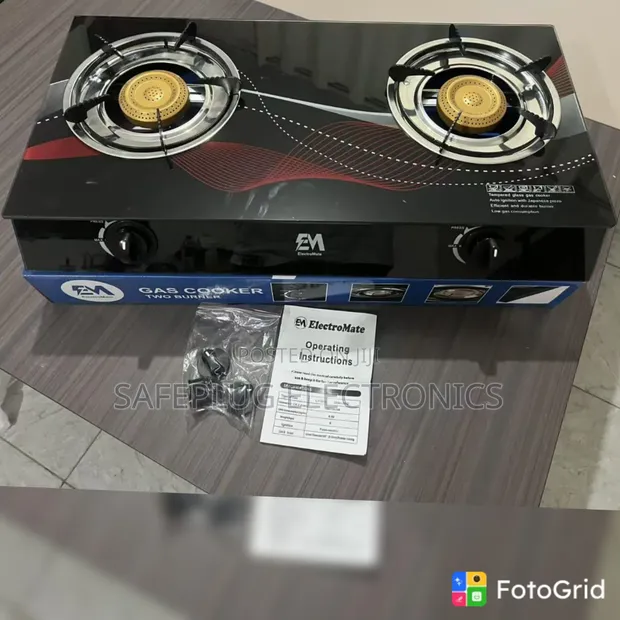 2-Burner Tabletop Gas Stove - Stylish Glass Surface - 1