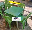 Set ya Meza ya Plastiki ya Kijani na Viti 4 vya Plastiki Bila Mikono - 1