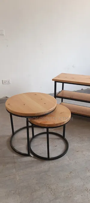 Set ya Meza ya Mviringo - Mbao Asilia
