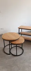Set ya Meza ya Mviringo - Mbao Asilia - 1