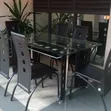 Executive 6-Seater Glass Dining Table with Leather Seats - 2