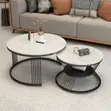 Compact Nesting Coffee Tables - White Glossy Finish - 4