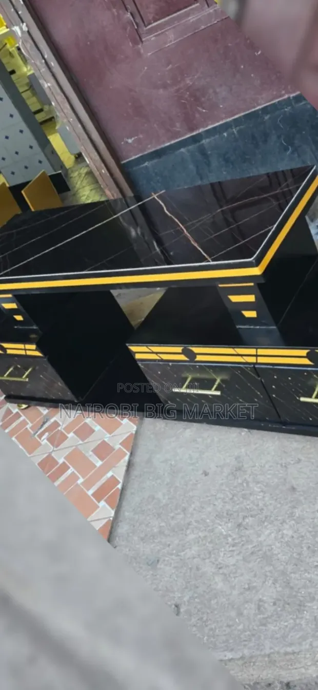 Executive Black Marble Coating TV Stand - 1