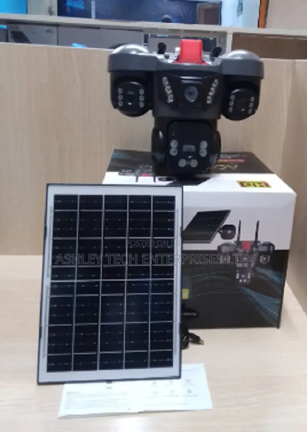 V380 Triple Lens Solar CCTV Camera with Siren - 1