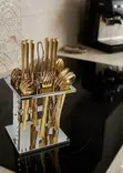 Luxury Textured Cutlery Set - Gold & Silver - 1