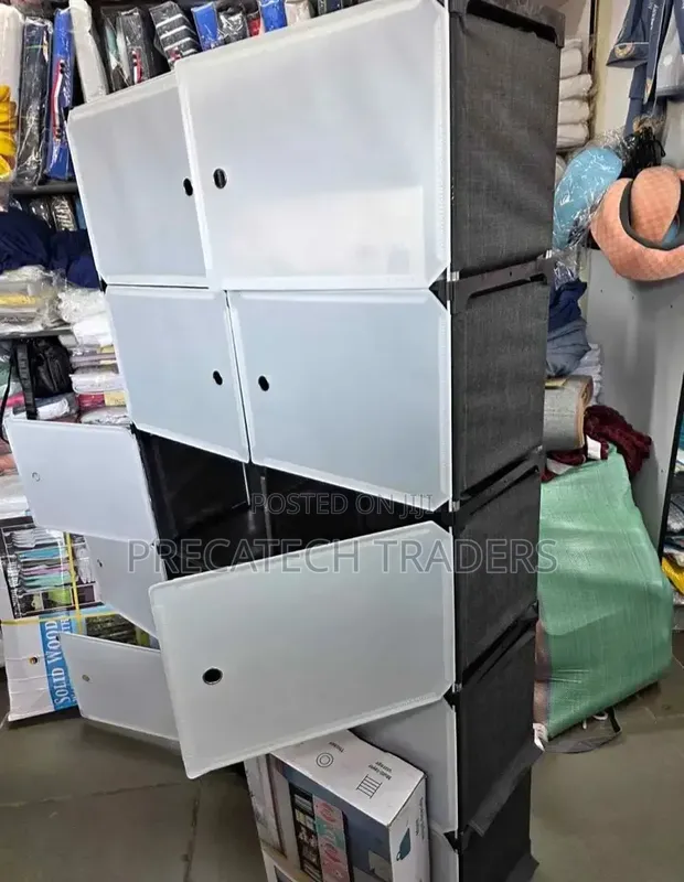 Modern Portable Plastic Wardrobe - 2 Column Storage Cabinet - 1