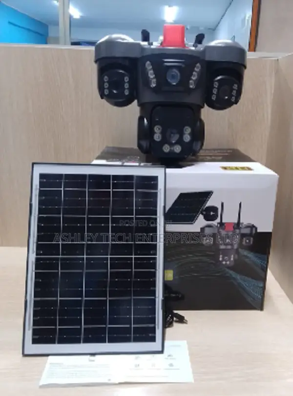 V380Pro Triple Lens Solar CCTV Camera with Siren - 1