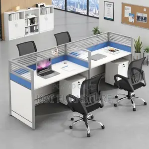 Office Workstation with Cabinet - Blue/Brown