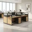 Office Workstation with Cabinet - Blue/Brown - 3