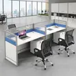 Office Workstation with Cabinet - Blue/Brown - 4