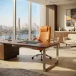 Brown Leather Adjustable Executive Office Chair - 3
