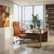 Brown Leather Adjustable Executive Office Chair - 4