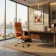 Brown Leather Adjustable Executive Office Chair - 5
