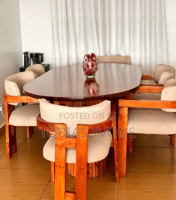 Dining Set (6 Seater, Brown, Used) - 1