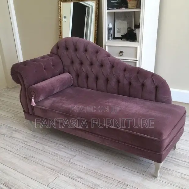 3 Seater Purple Tufted Chaise Lounge - 1