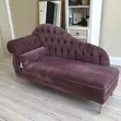 3 Seater Purple Tufted Chaise Lounge - 1