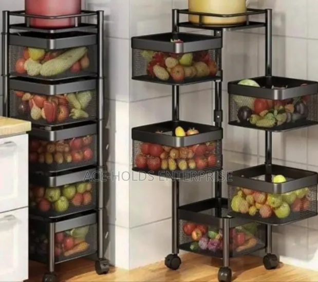High Quality Square/Round Fruit Rack with Wheels - 1