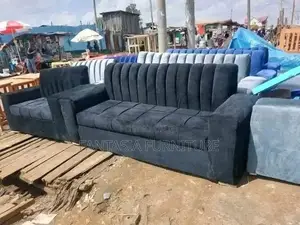 5 Seater Grey Fluted Sofa Set