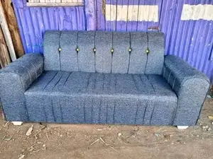 3 Seater Grey Pleated Sofa