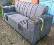3 Seater Grey Sofa with Golden Cupholder - 2