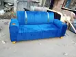 3 Seater Blue Sofa with Dual Cupholders - 1
