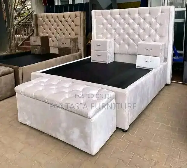 Cream 5x6 Chester Bed with 2 Sideboxes & Storage Bench - 1