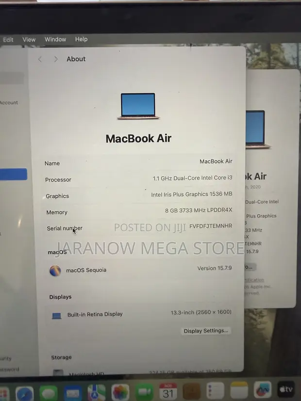 Apple MacBook Air 2020 8GB Intel Core i3 256GB SSD - 1