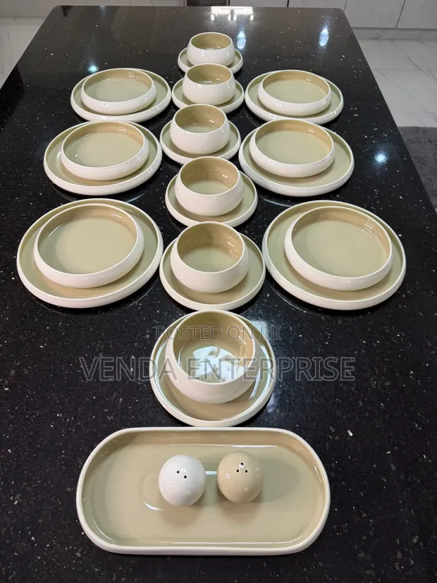 Seti ya Dinnersi ya Porcelain ya Ulaya yenye Glaze Mbili - Vipande 27 - 1
