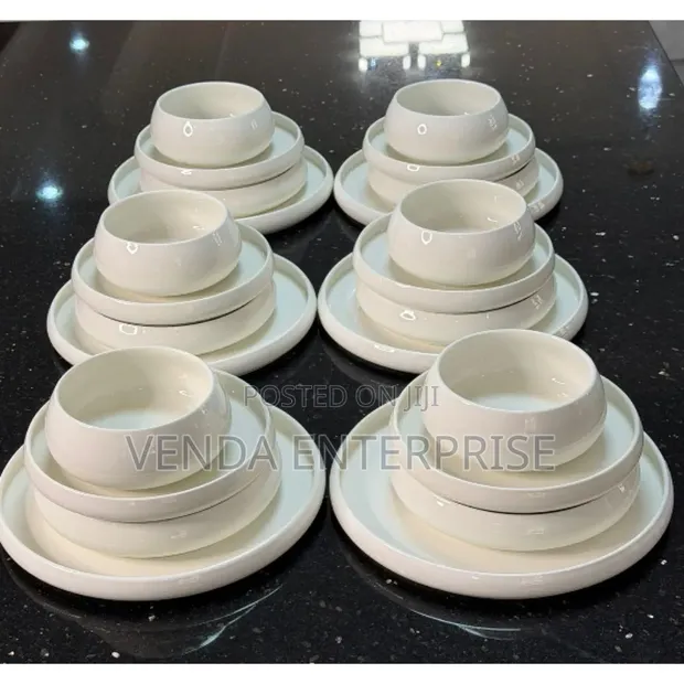 24-Piece Ceramic Dinner Set - White - 1
