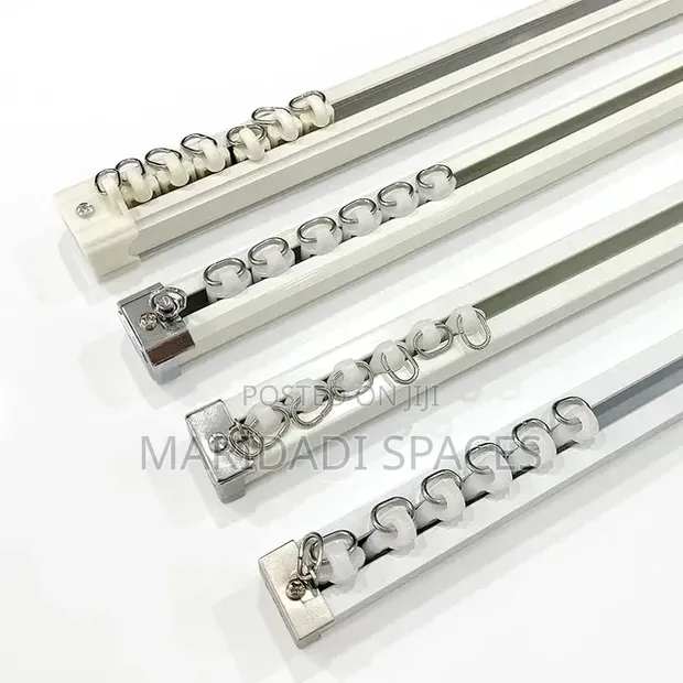 White Straight Aluminum Curtain Rails - 1