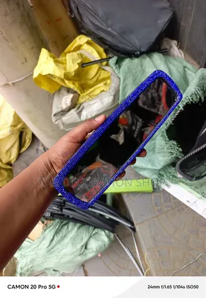 Blue Rhinestone Bling Car Rearview Mirror