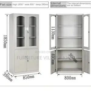 2-Door Metallic Office Cabinet - White