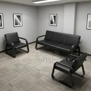 5-Seater Office Waiting Area Sofa - Black