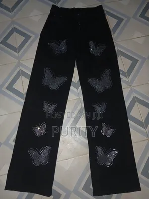 Andacava Baggy Jeans za Butterfly na Rhinestone