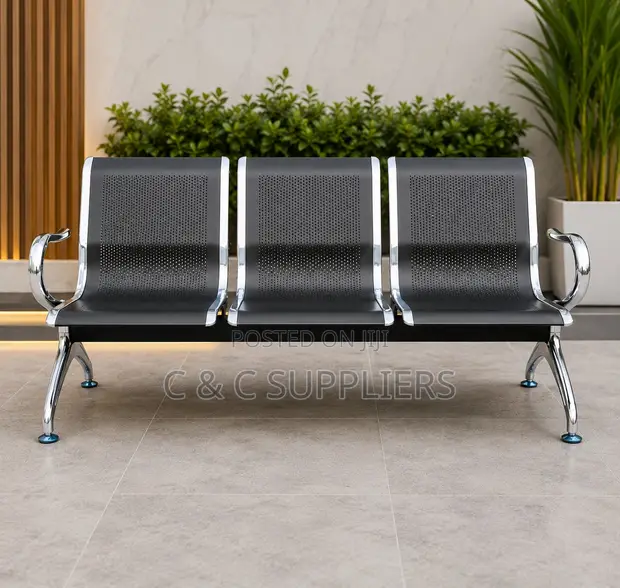 3-Seater Non-Padded Hospital Bench - 1