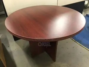 120cm Round Office Conference Table - Brown