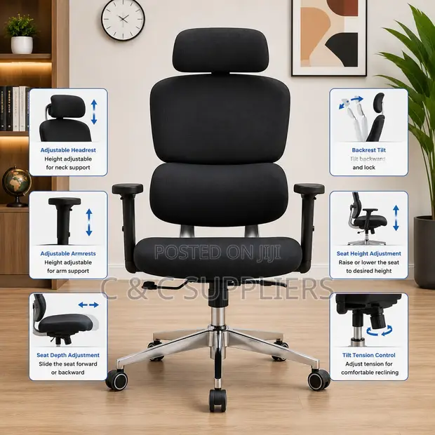 Executive Fabric Office Chair with Lumbar Support - 1