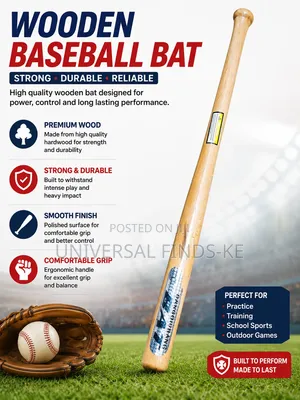 Wooden Baseball Bat - Durable Training & Practice