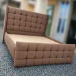 5x6 Brown Grid Tufted Chester Bed - 1