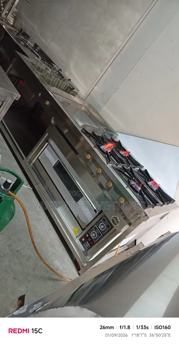 4-in-1 Commercial Gas Cooker (4 Burners + Fryer + Griddle + Oven) - 1