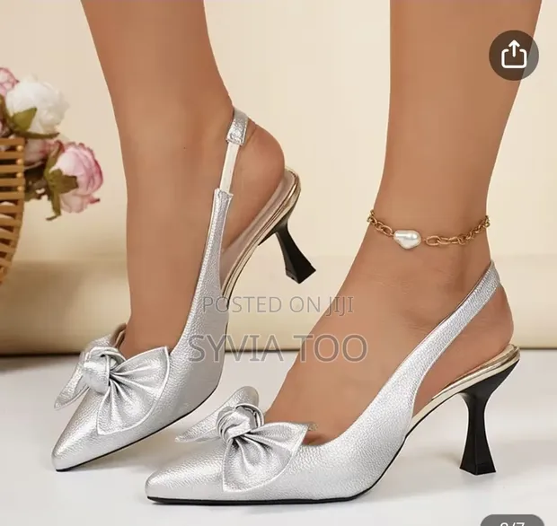 Ladies Bowtie Slingback Kitten Heels - 1
